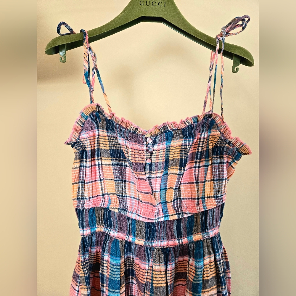 NWT VINEYARD VINES Size:XS  Plaid Pink and Blue Linen Dress - Picture 2 of 8